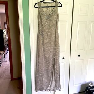 Beautiful Silver Beaded Gown - Size XL